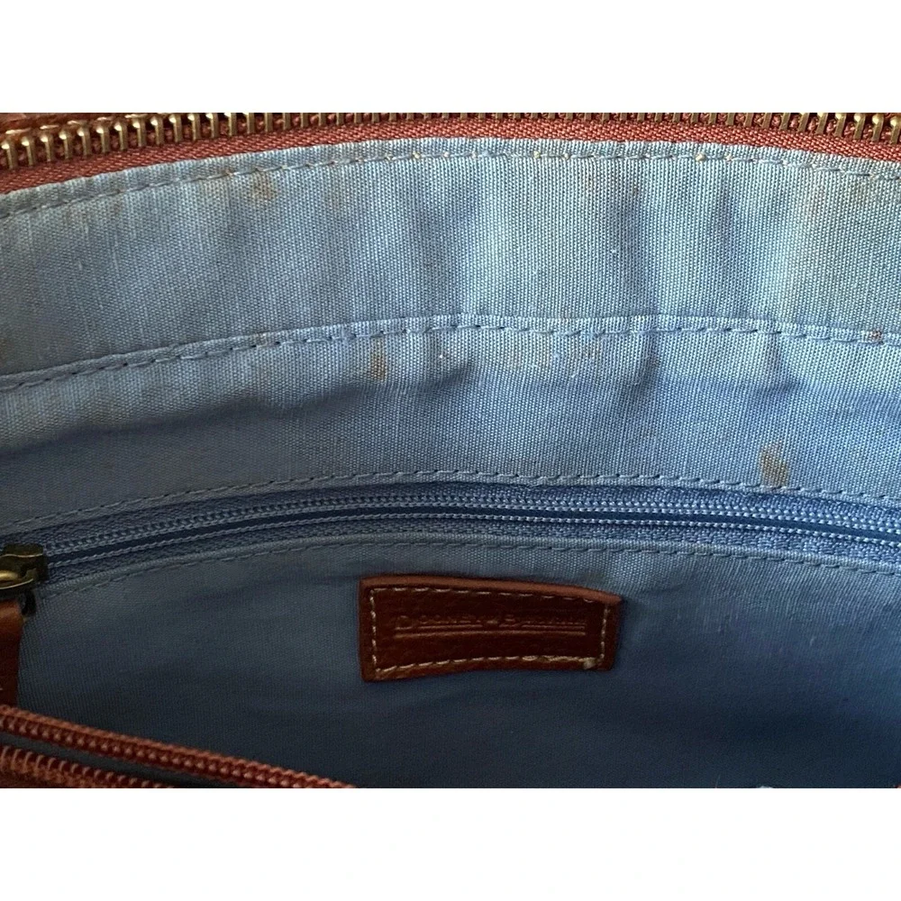 Vtg DOONEY & BOURKE Beige/Tan‎ SIGNATURE JACQUARD Canvas/Leather SATCHEL